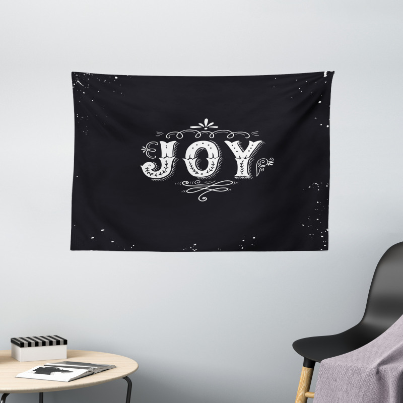 Retro Style Ornate Words Wide Tapestry