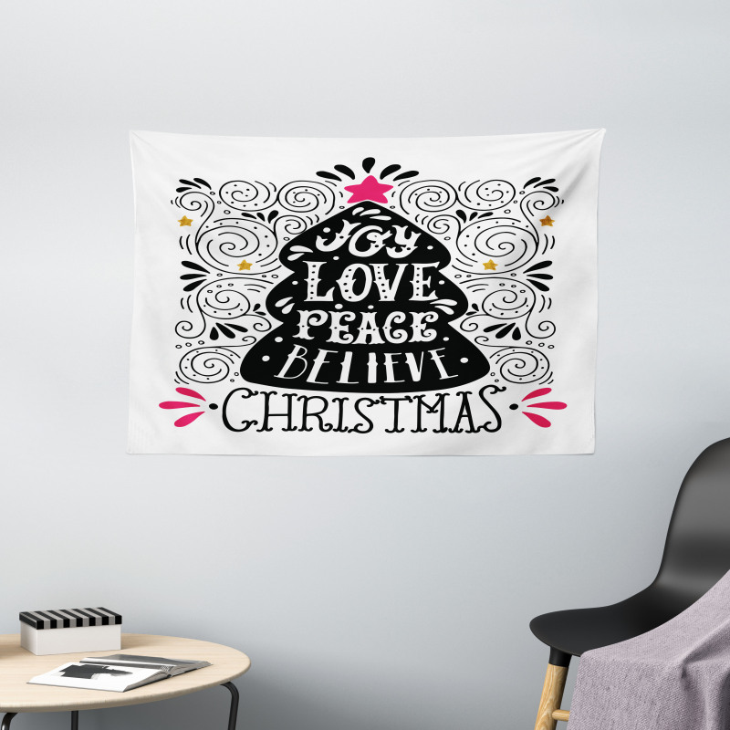 Christmas Tree Pattern Wide Tapestry