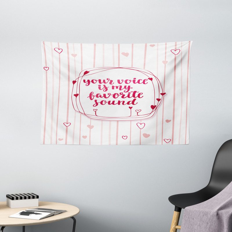 Hearts Lines Romantic Wide Tapestry