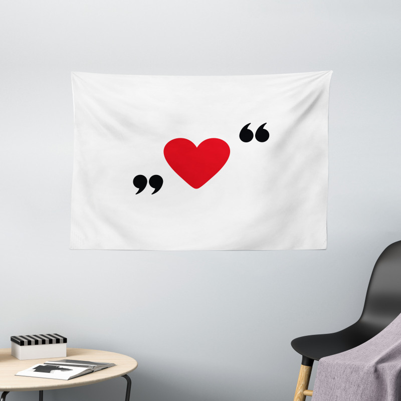 Red Simple Heart Wide Tapestry