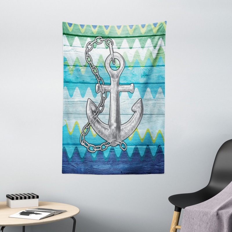 Nautical Chevron Zigzags Tapestry