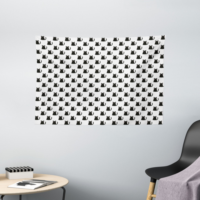 Abstract Modern Monochrome Wide Tapestry