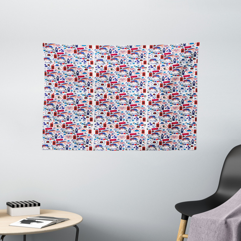 Travel Theme Wide Tapestry