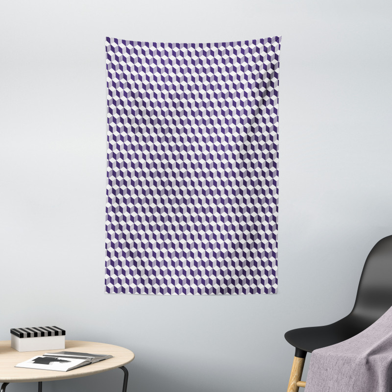 Abstract Cube Stripes Tapestry