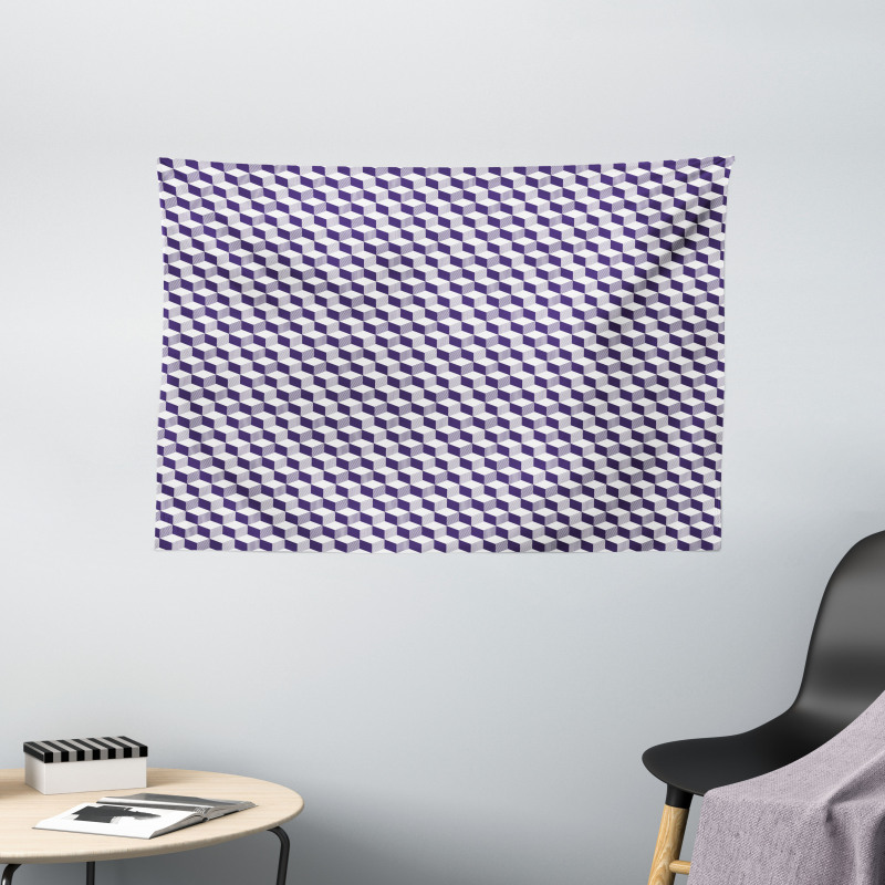 Abstract Cube Stripes Wide Tapestry