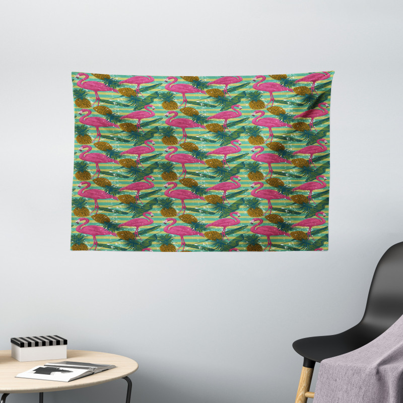 Pineapples Banana Leaf Wide Tapestry