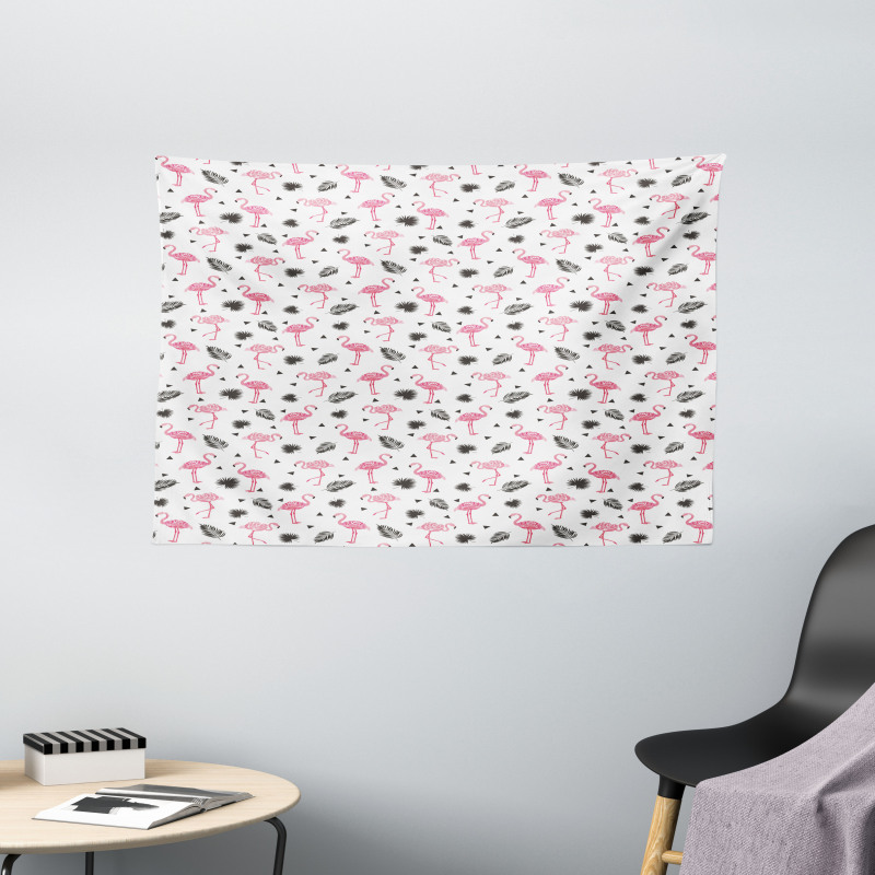 Watercolor Art Flamingos Wide Tapestry