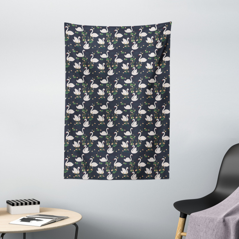 Lilies Cattails Waterfowls Tapestry