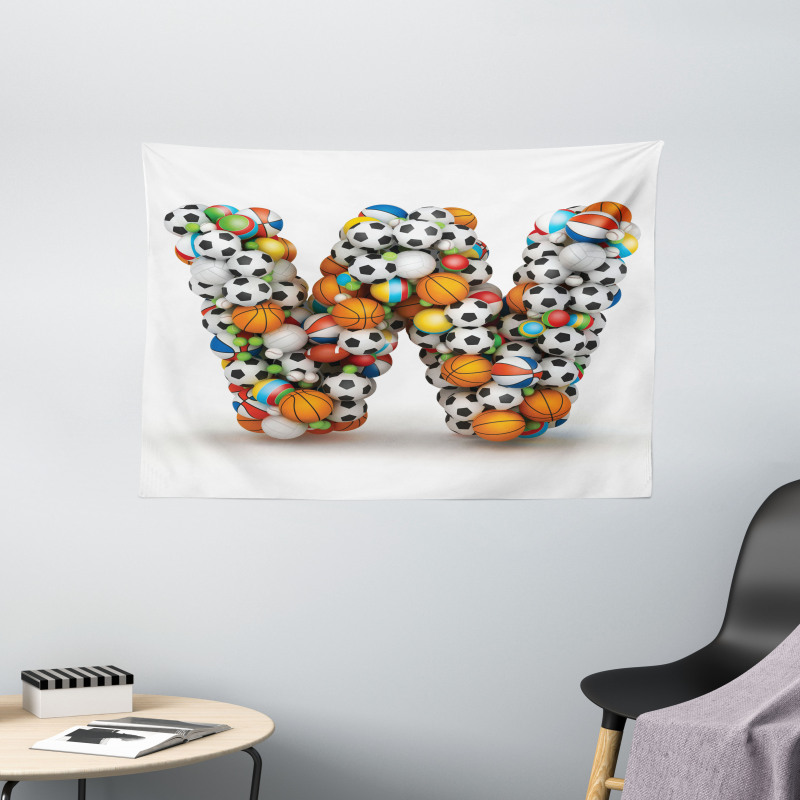 Sports Theme Balls Wide Tapestry