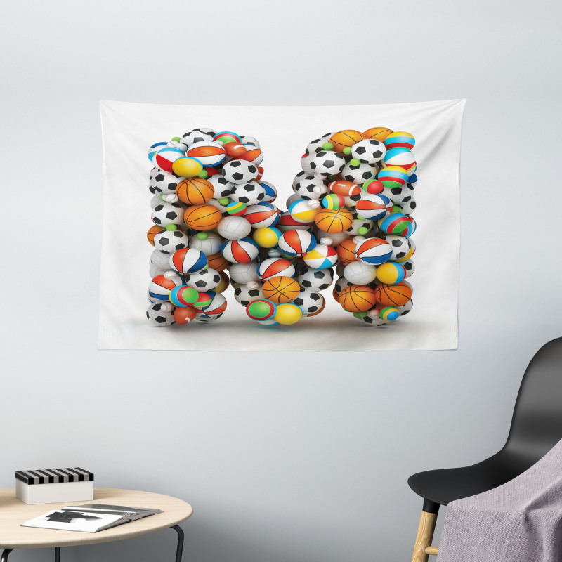 Alphabet Sports Balls Wide Tapestry