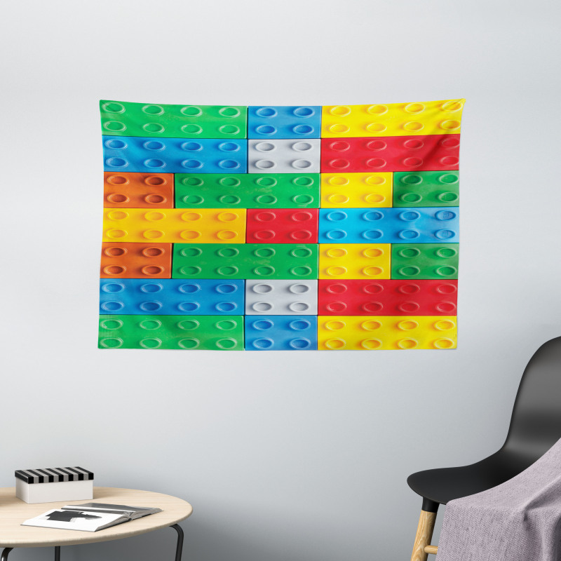 Colorful Building Blocks Wide Tapestry