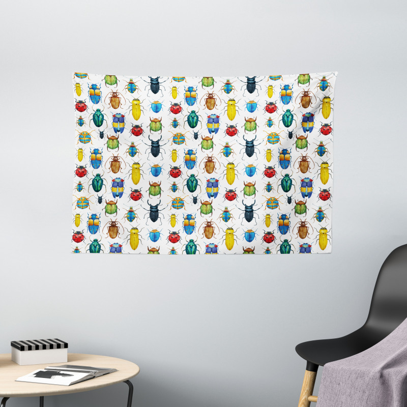 Colorful Insects Wide Tapestry