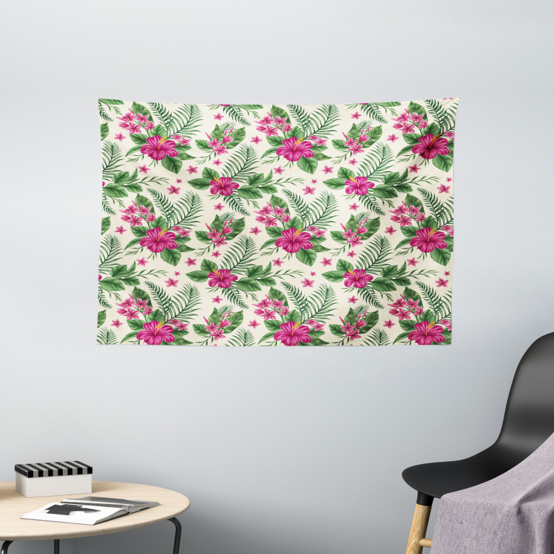 Plumeria Hibiscus Wide Tapestry