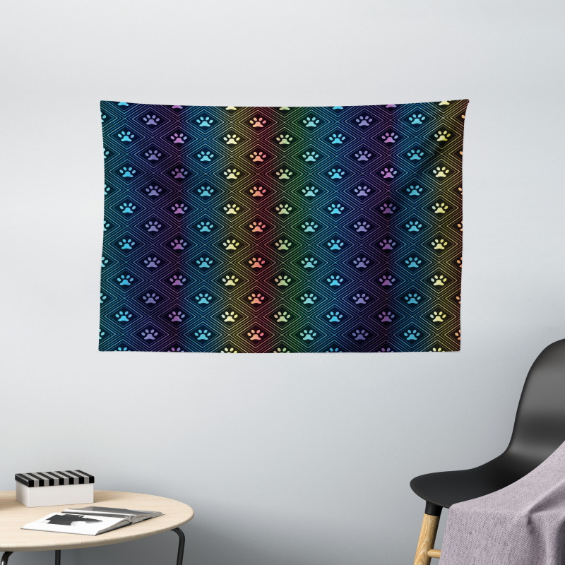 Paw Print Design Wide Tapestry