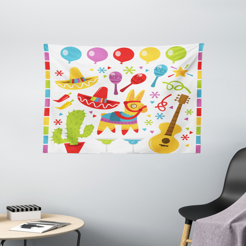 Party Pattern Cactus Wide Tapestry