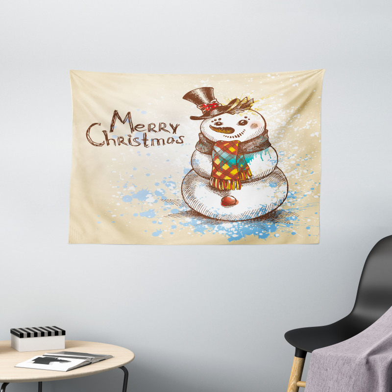 Xmas Sketch Wide Tapestry