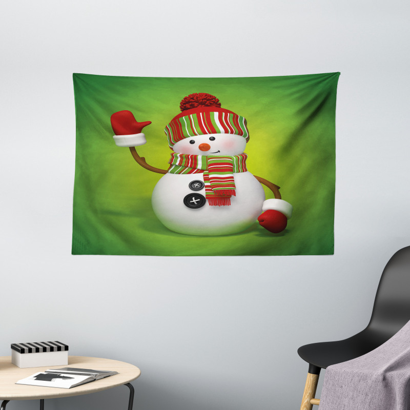 3D Traditional Mascot Wide Tapestry