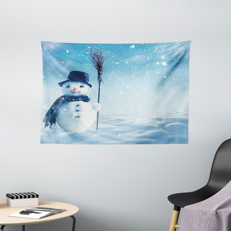 Wintry Land Snowy Cold Wide Tapestry