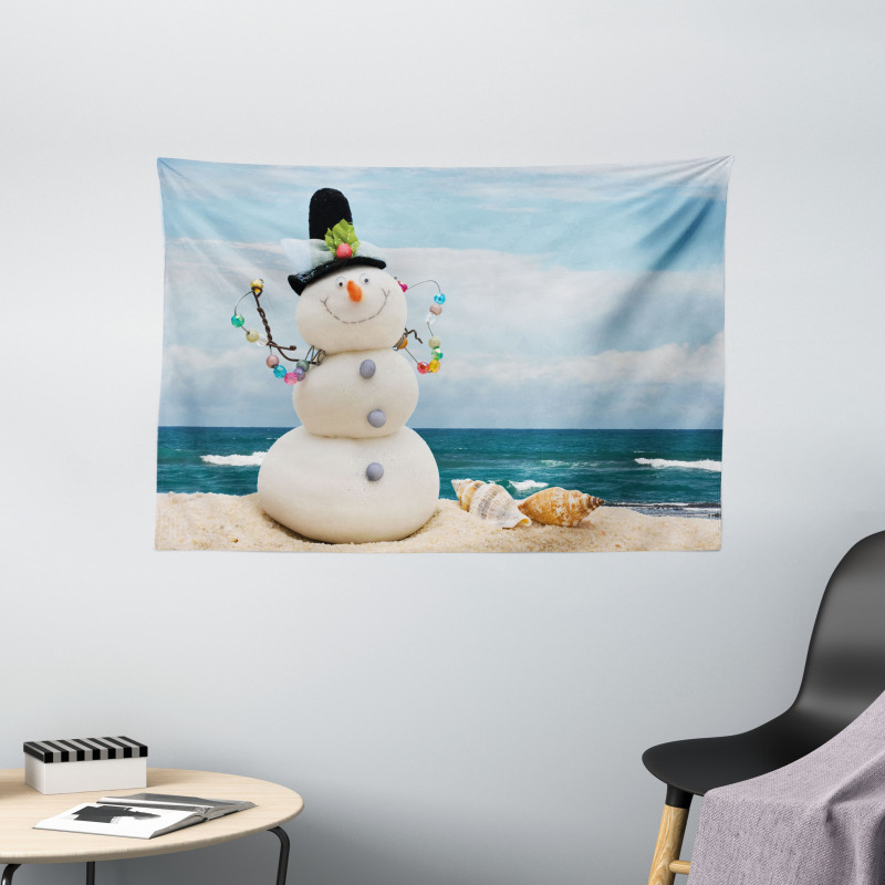 Winter Vacation Coastal Wide Tapestry
