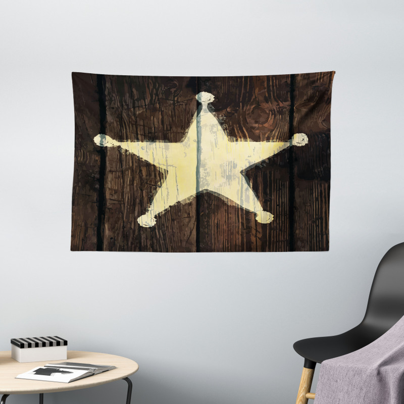 Rustic Wooden Lone Star Wide Tapestry