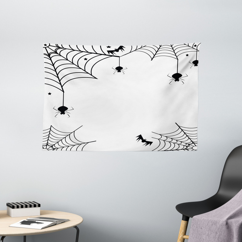 Spiders Bats Cobweb Wide Tapestry