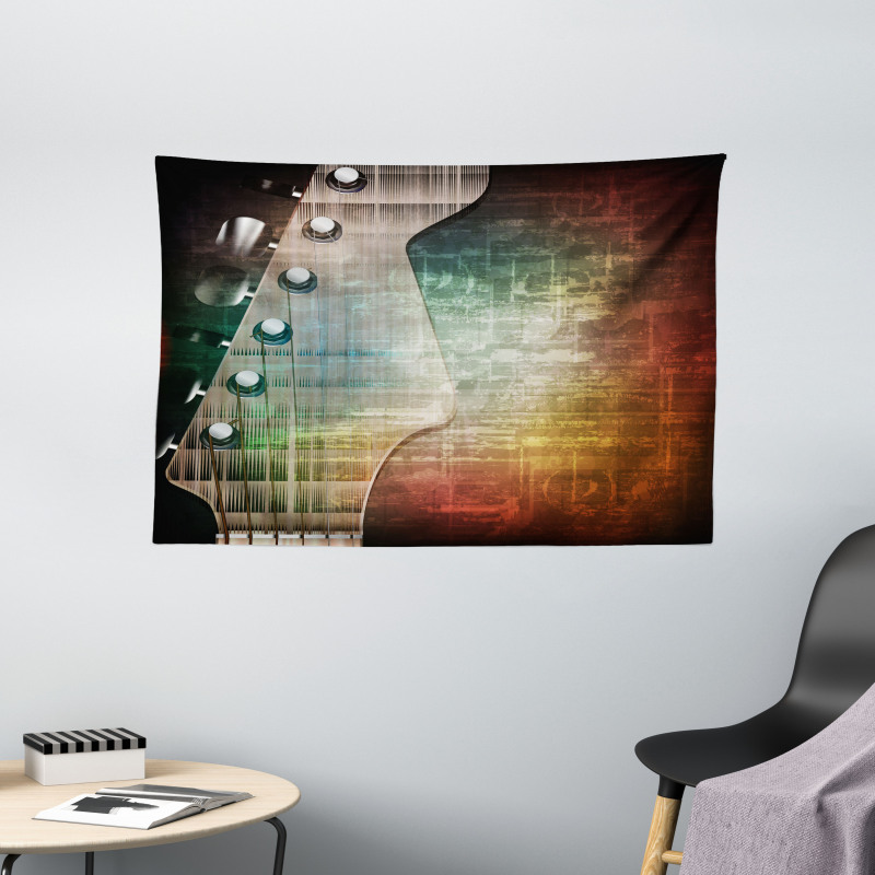 Grunge Retro Tuning Pegs Wide Tapestry