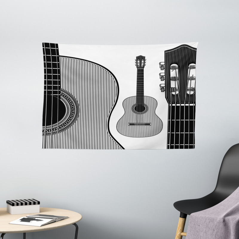 Folk Country Music Theme Wide Tapestry