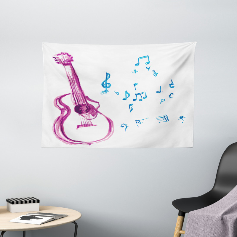 Watercolor Music Making Wide Tapestry