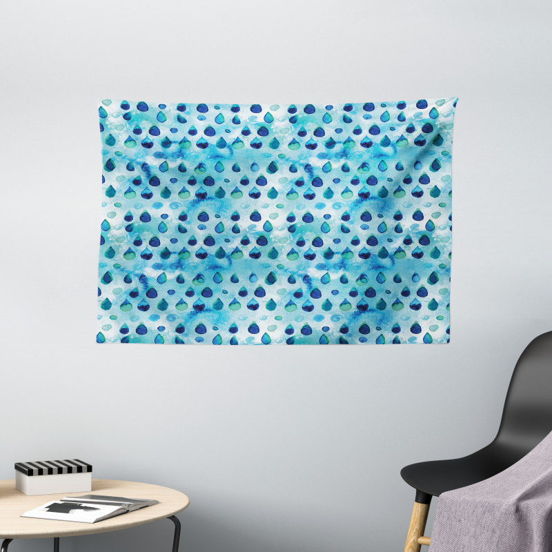 Waterdrops Quirky Wide Tapestry