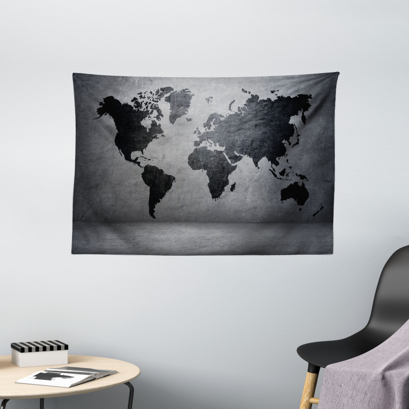 World Map on Wall Wide Tapestry