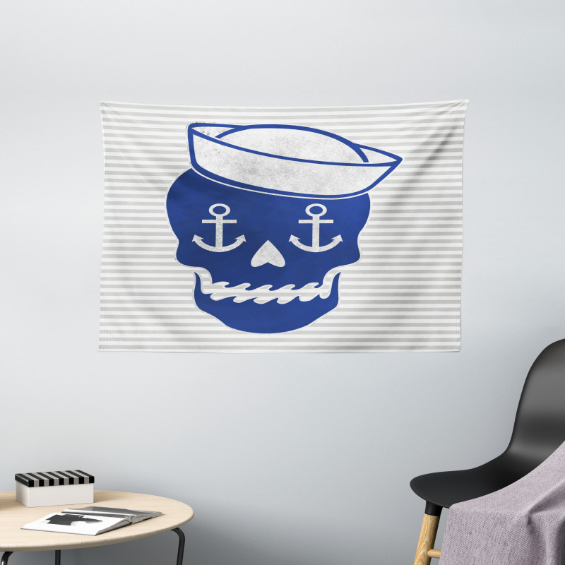 Anchor and Captains Hat Wide Tapestry