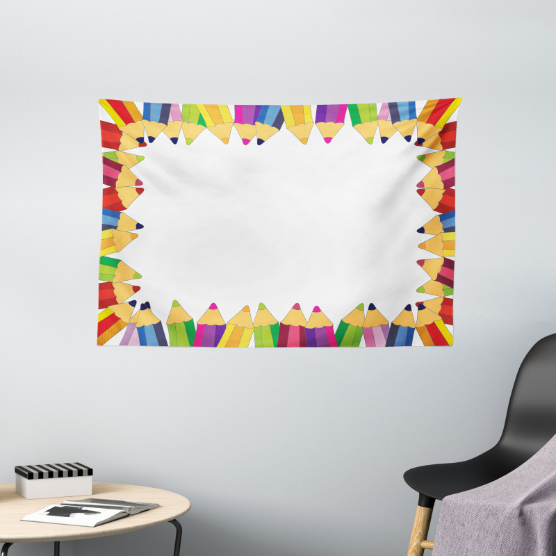 Colorful Pencils Wide Tapestry
