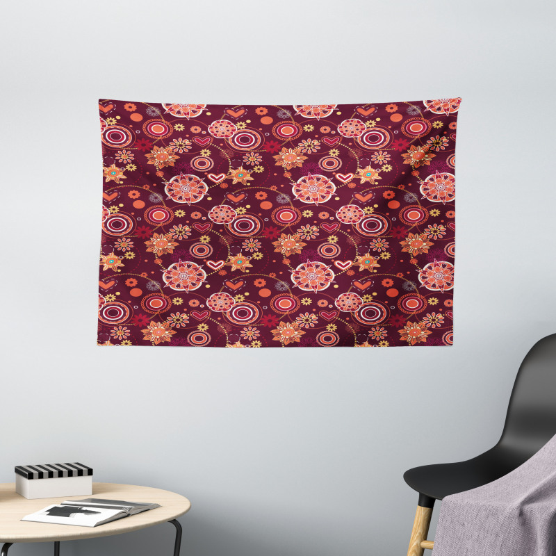 Vintage Foliage Composition Wide Tapestry