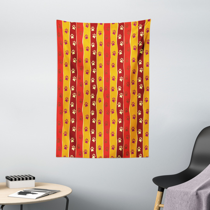 Cat Dog Paw Trace Pattern Tapestry