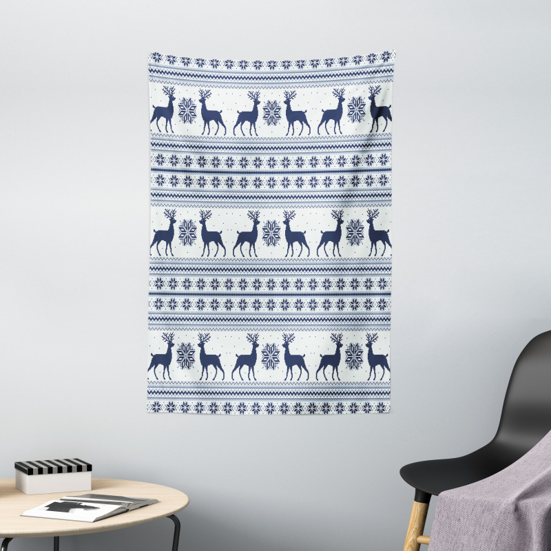 Pixel Art Style Reindeer Tapestry
