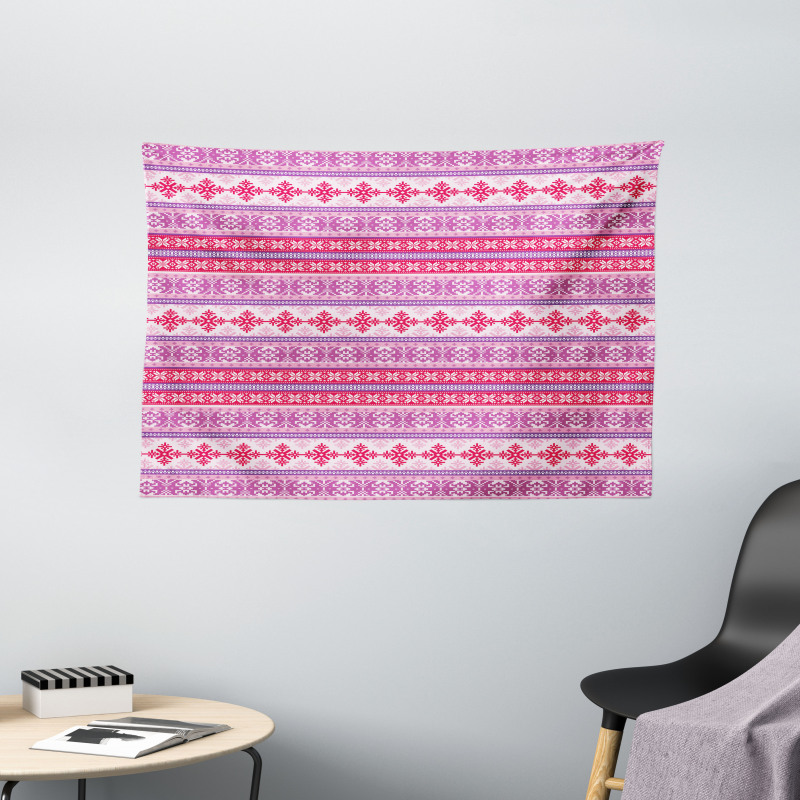 Geometric Snow December Wide Tapestry