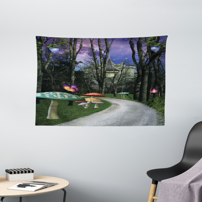 Enchanted Forest Castle Wide Tapestry