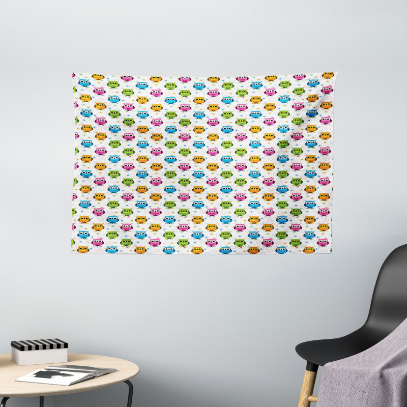 Lively Colored Fun Circles Wide Tapestry