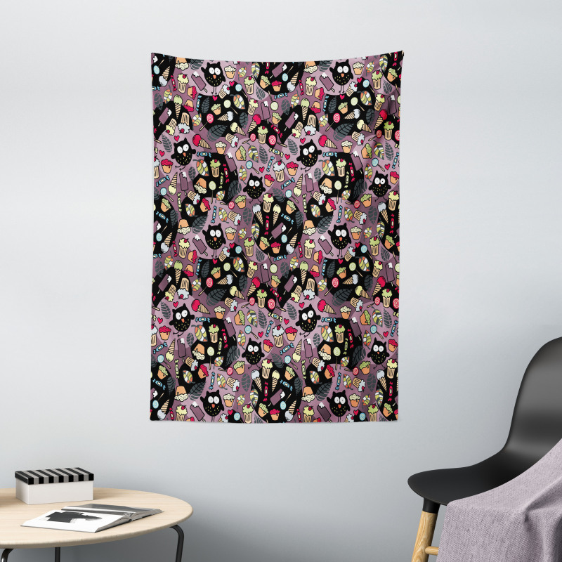 Crazy Birds Tasty Cupcakes Tapestry