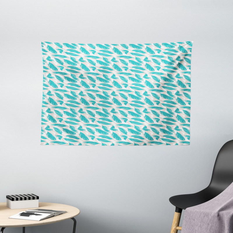 Bird Feathers Design Wide Tapestry
