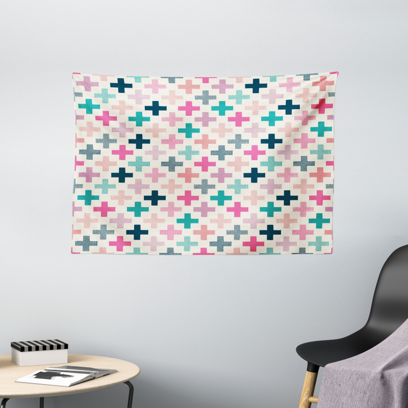 Colorful Hipster Wide Tapestry