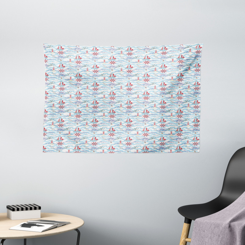 Ocean Themed Ship Wide Tapestry