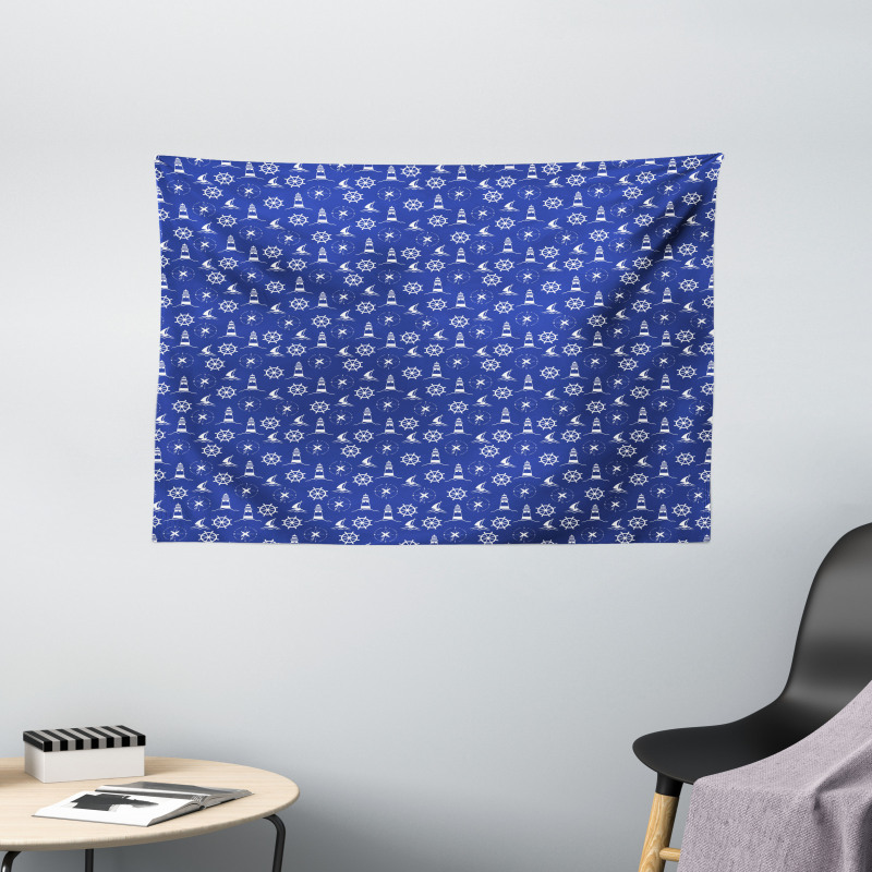 Maritime Silhouettes Wide Tapestry