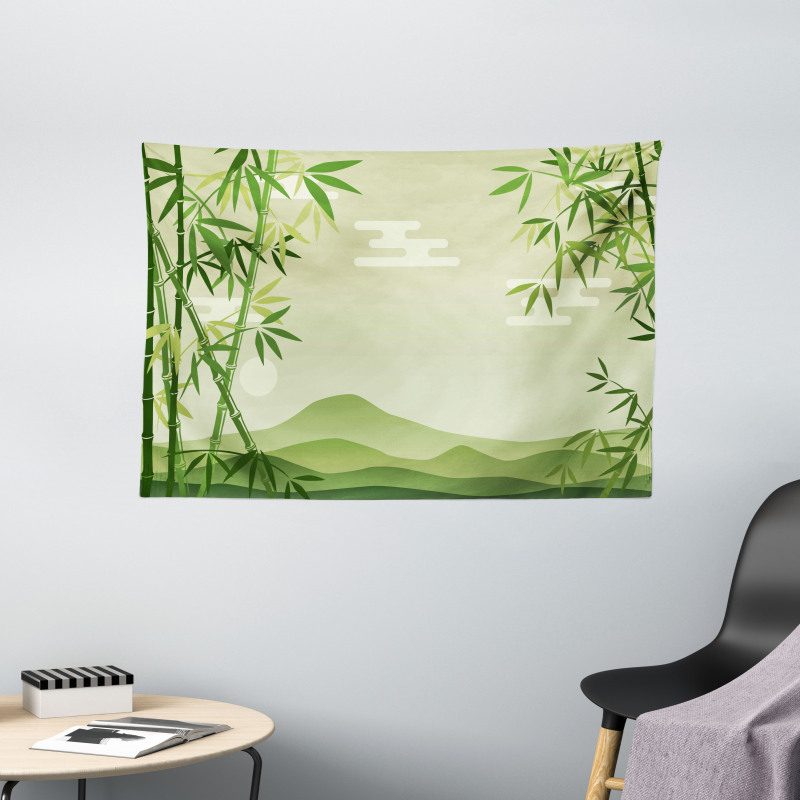 Japanese Bamboo Tree Wide Tapestry