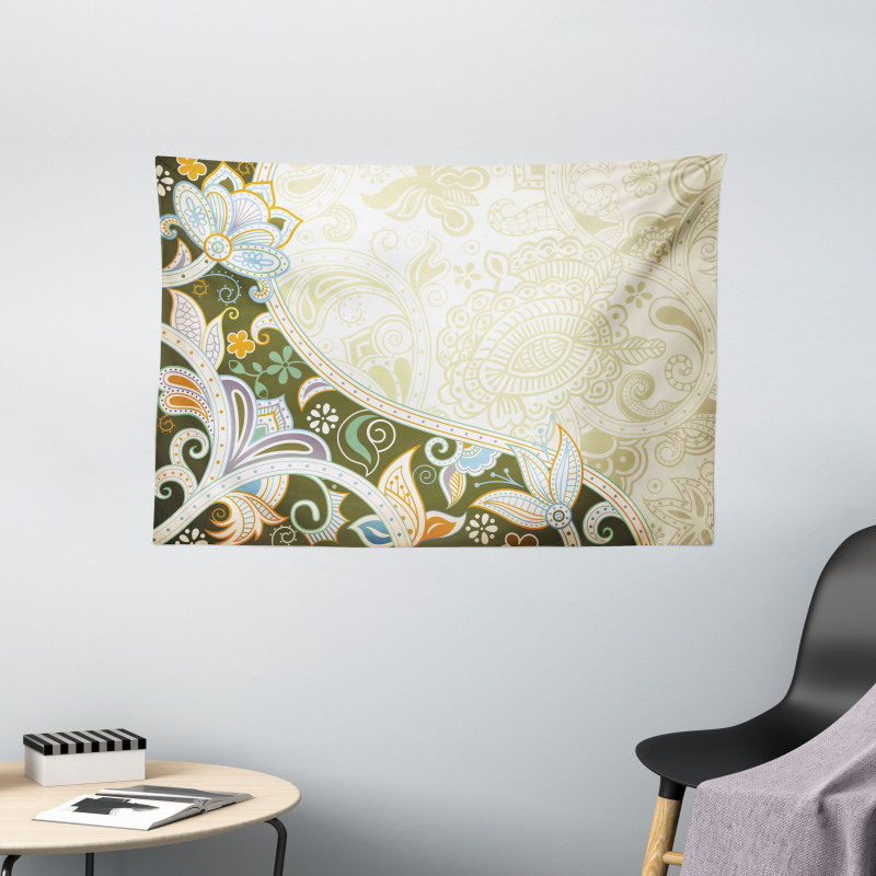 Abstract Flora Leaf Wide Tapestry