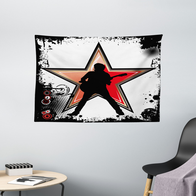 Guitar Player Star Wide Tapestry