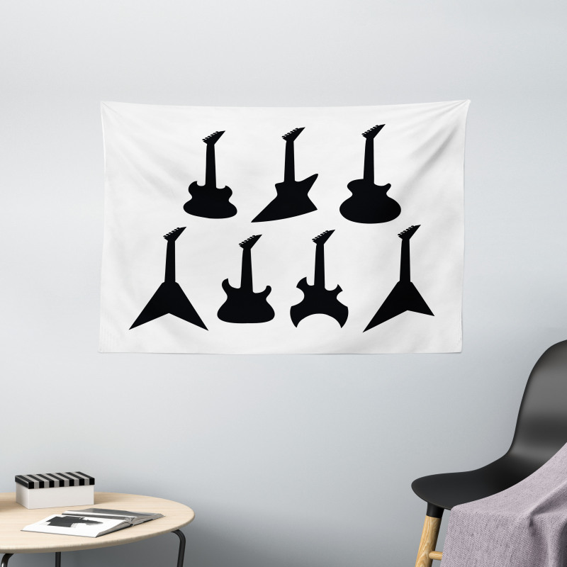 Guitar Silhouettes Wide Tapestry