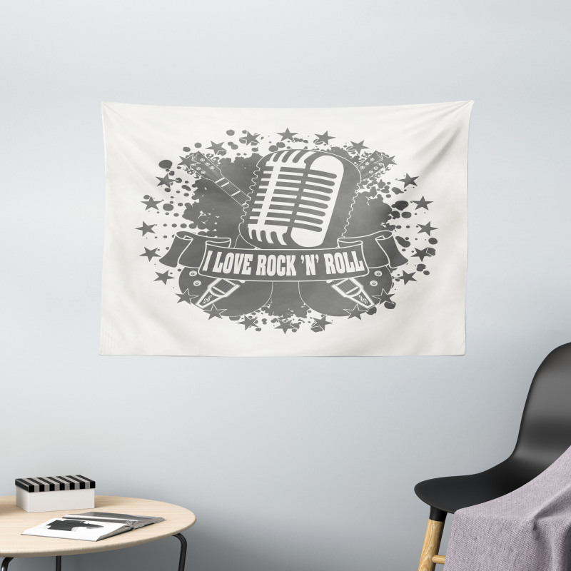 Retro Microphone Wide Tapestry