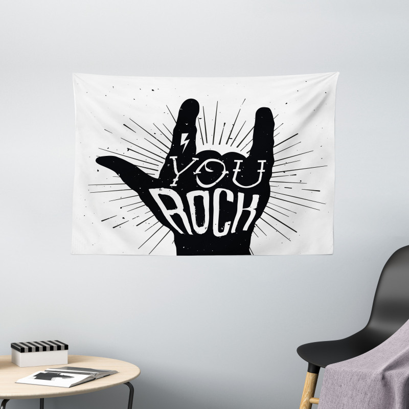 You Rock Words Art Wide Tapestry