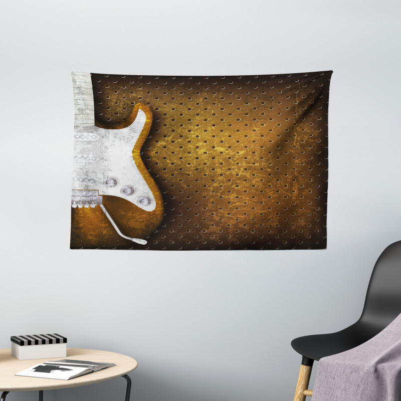 Grunge Dots Guitar Wide Tapestry